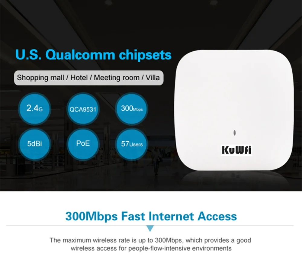 KuWFi 1200 Мбит/с Wifi роутер Крытый беспроводной потолок точки доступа беспроводной AP управляемый потолочный монтаж до 32 пользователя с 48 в POE