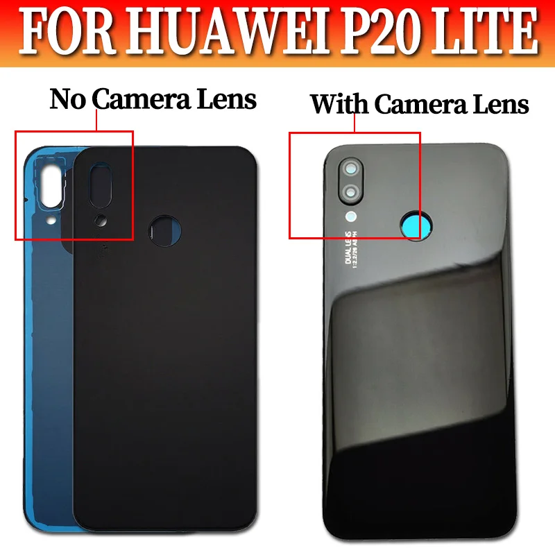 

For Huawei P20 Lite Back Battery Glass Cover With Camera Lens for Huawei nove 3e Battery Cover Nova 3e Rear Door Housing Case