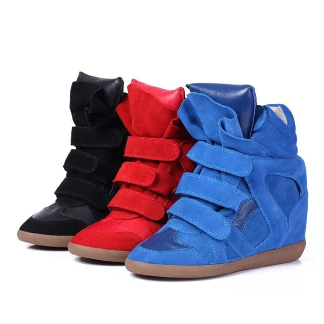 2016new fashion women shoes all black/red/blue wedge boots Genuine ...