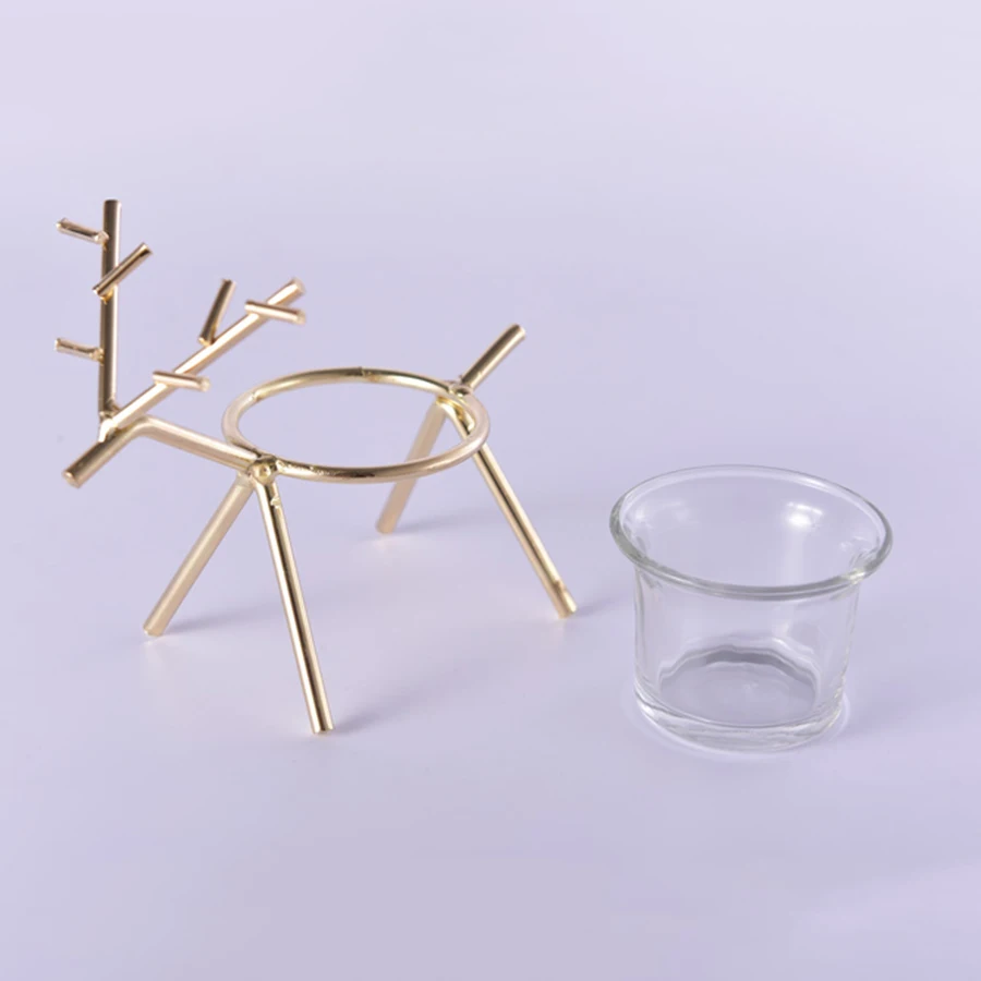 

Reindeer Tealight Candle Holders Metal Christmas Candlestick Lantern Wedding Candelabra Gold Home Decor Nordic Moro Menorah Vase