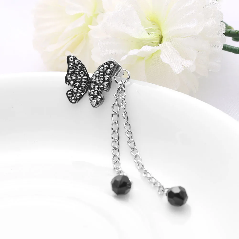 Одна пара винтажная Очаровательная леди красивая бабочка Форма кисточкой висят длинные серьги с кристаллами ювелирные изделия подарок