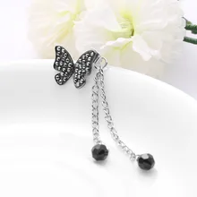 Одна пара винтажная Очаровательная леди красивая бабочка Форма кисточкой висят длинные серьги с кристаллами ювелирные изделия подарок