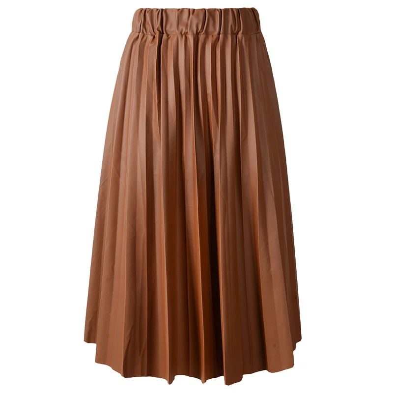 Женская юбка средней длины из ПУ кожи с высокой талией|faux leather skirt|leather skirtskirt midi |