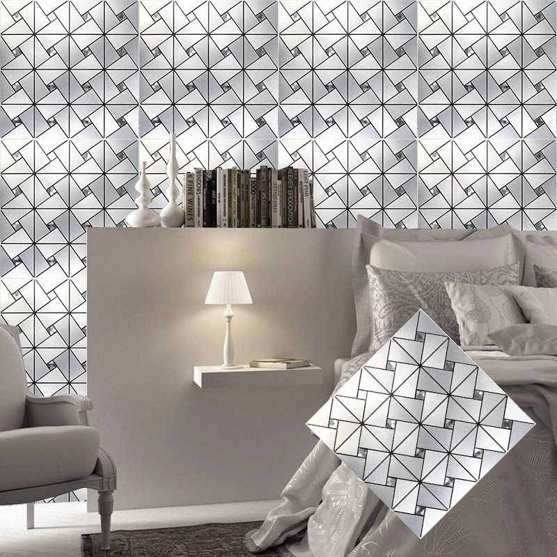 Домашняя мозаика,, 4 предмета, самоклеющиеся наклейки на стену для украшения комнаты, 3D металлические наклейки, декоративные украшения 30*30 см