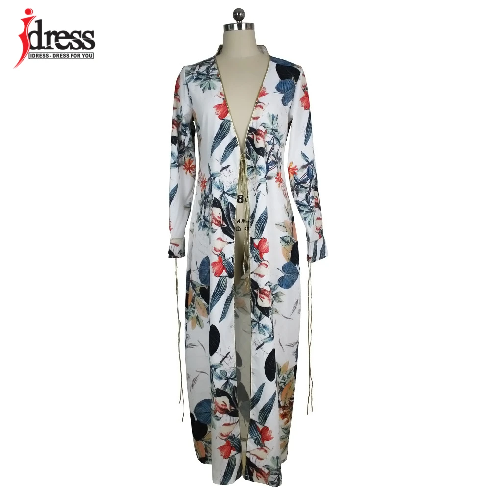 IDress Fashion 2017 Women Swimsuit Beachwear Blouse Cover up Long Sleeve Open Stitch Print Women Coat Long Ladies Cloak Jacket (10)