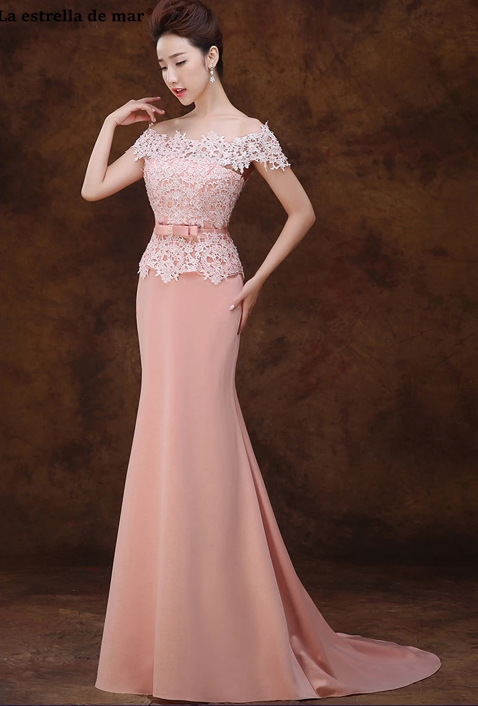 Vestido madrinha Новое кружевное платье с вырезом лодочкой и коротким рукавом персикового и розового цвета, сексуальное платье подружки невесты, длинное свадебное платье, большие размеры