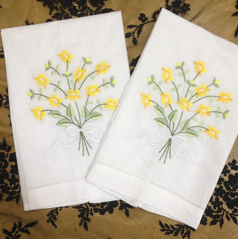 

Novelty Unisex Handkerchiefs 12PCS/Lot 14"x21"Linen Vintage Holiday Handkerchief Towels Embroidered Floral Hankies For Occasions