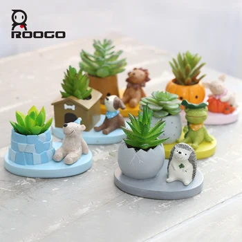 

ROOGO Cute Animal Planters Japanese Kawaii Style Succulents Flower Pot Mini Bonsai Desktop Office Nursery Pots Container