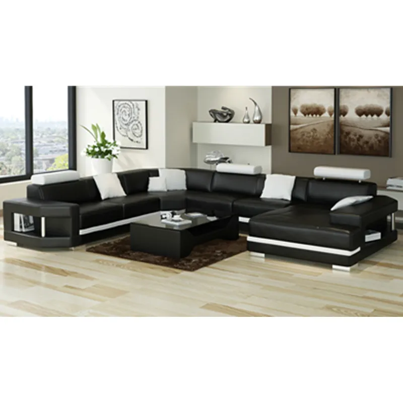 modern U shape black leather sofain Living Room Sofas from Furniture
