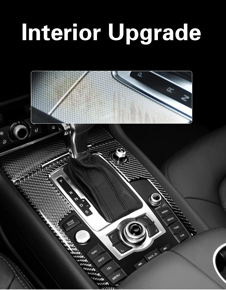 Авто-Стайлинг углеродного волокна привод центрального автомобильного Управление компакт-дисков Панель защиты Переводные картинки Audi Q7 2008- авто аксессуары для интерьера