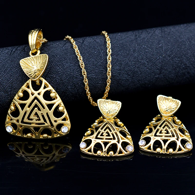 Sunny Jewelry сплав кубического циркония сердце треугольник женское колье серьги