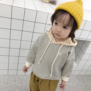 

Sweatshirt for Boys and Girls 2019 Korean New Fashion Striped Hooded Pullovers T Shirt for Baby Clothes Kids Pullovers Top Tees