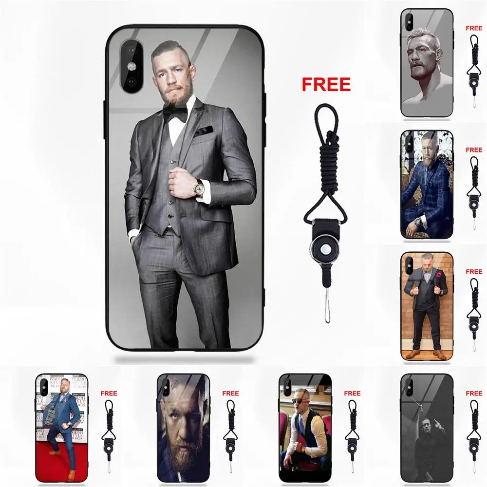 

Conor Mcgregor For Apple iPhone 5 5C 5S SE 6 6S 7 8 Plus X XS Max XR Luxury Vertical Soft TPU Frame Tempered Glass Phone Case