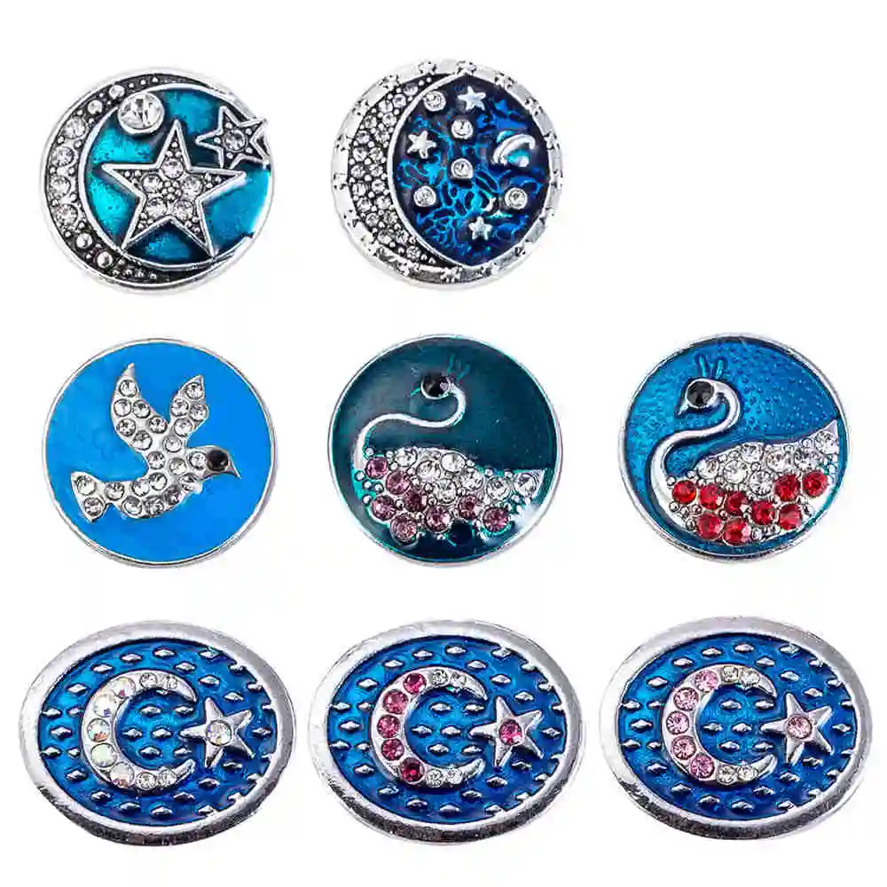 

New Snap Button Jewelry Elegant swan Ginger metal 18mm Snap Buttons fit Snap Bracelet Bangles Button Jewelry TZ9170