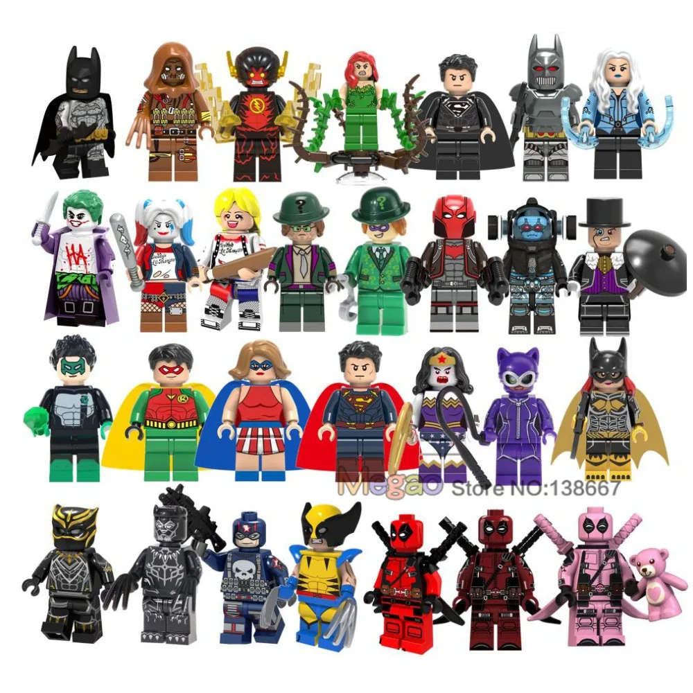 

Batman Joker Harley Quinn Robin DC super heroes Riddler Red Hood Penjuin Building Blocks X-Men Wolverine Deadpool Toys
