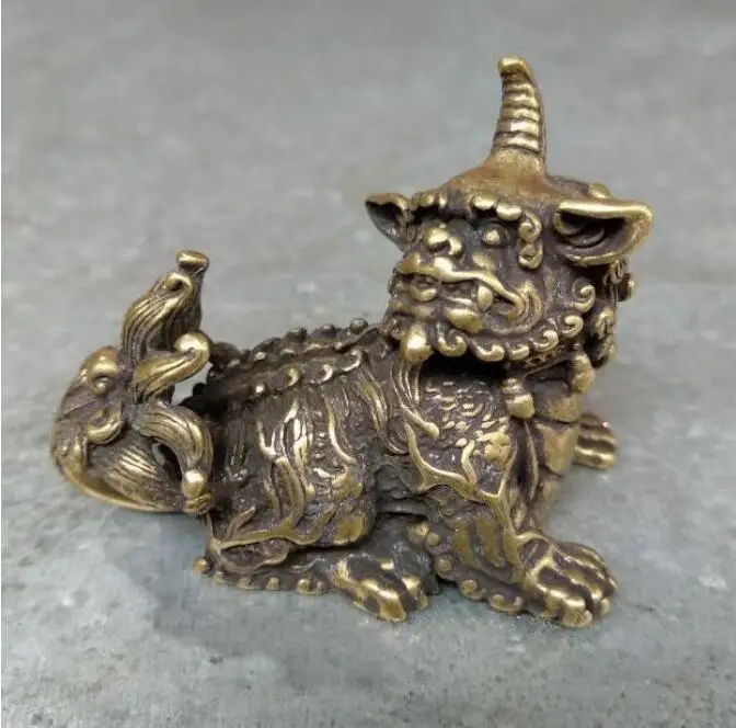 

China collection archaize brass unicorn small statue