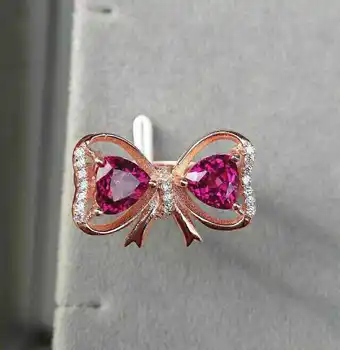 

Natural red garnet gem Ring Natural gemstone ring S925 sterling silver trendy Personality Butterfly fly women girl gift Jewelry