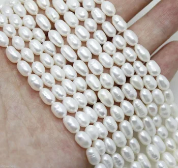 

Miss00143 wholesale 10strands 7-8mm rice white Freshwater Pearl loose