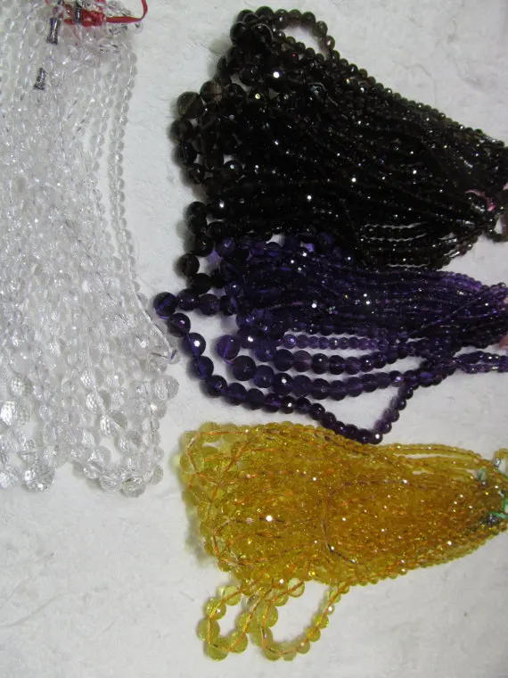 

Top Quality Assorted Neklace Citrine Amethyst Clear white Rock Crystal Round Ball Faceted Translucent Gemstone