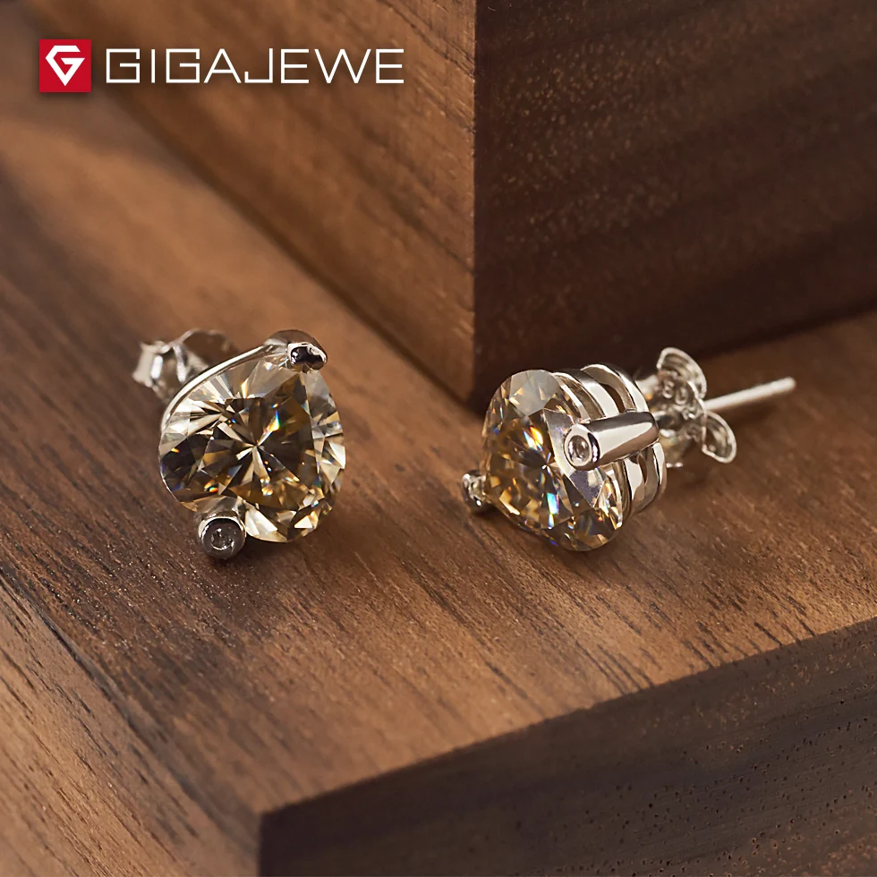 Серьги GIGAJEWE из муассанита с круглым золотом 2 5 карата|silver ear studs|ear studsfashion studs |