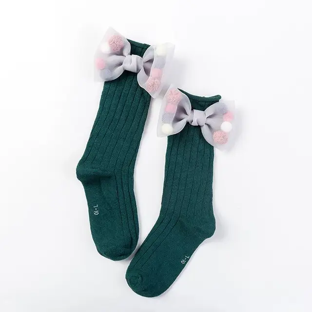 Cute Kids Girls Socks With Bows Cotton Toddler Girls Knee High Socks ...