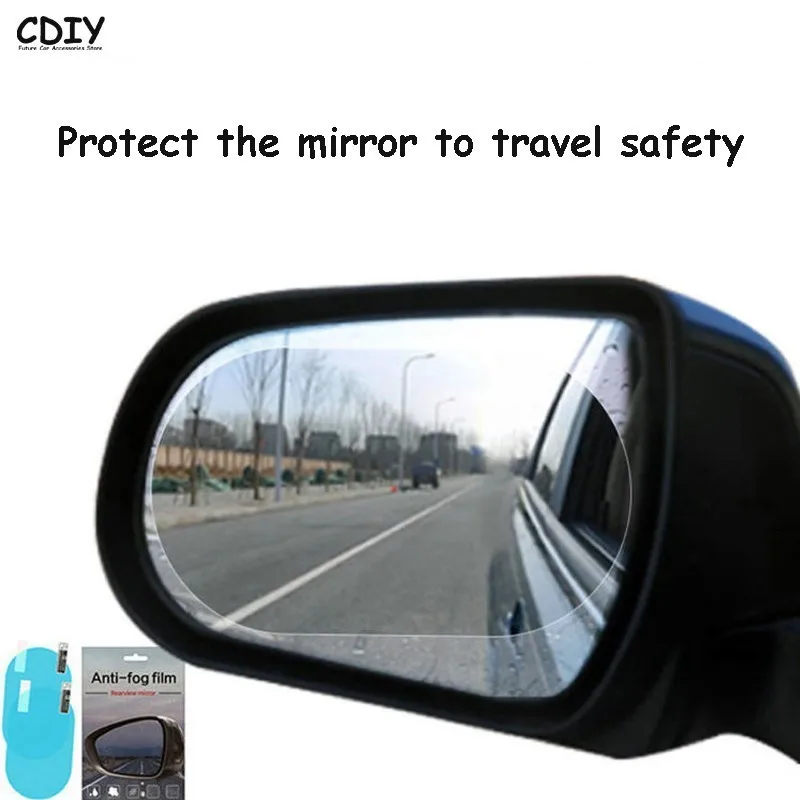 

CDIY Blue Transparent Car Waterproof Anti Fog Anti glare Rainproof Rearview Reversing Mirror Protective Film Sticker 2Pcs/Pack
