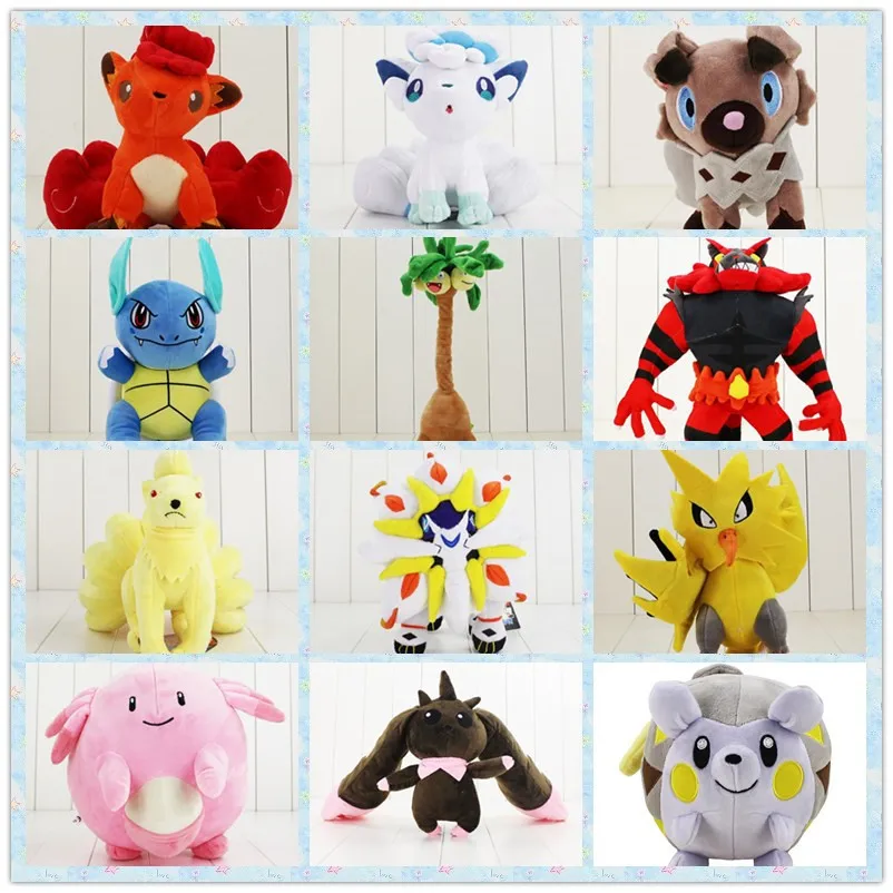15 60 см белый Alola Vulpix Rockruff Wartortle Exeggutor Incineroar Ninetales Solgaleo Zapdos Chansey Terriermon Togedemaru plush|terriermon