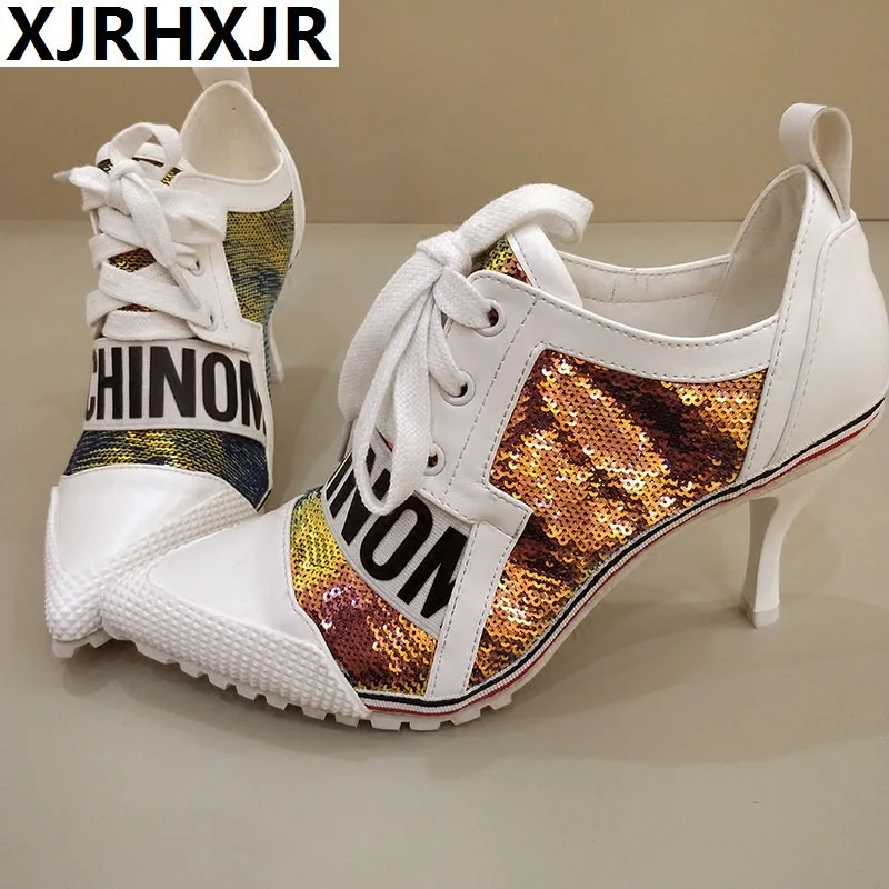 

Korea Edition Pumps Women Shoes Color Pointed Girl Thin Heel High Heels 7.5CM Lace-Up Female Pumps Shoes Women Princess Shoes