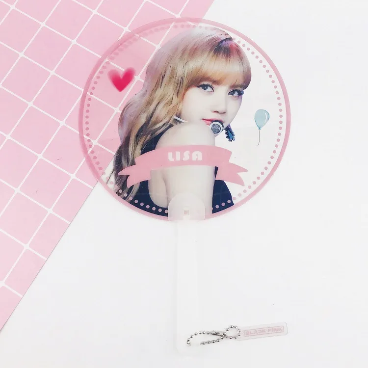 Kpop Blackpink официальный же полупрозрачные вентиляторы kpop Lisa Jennie те же круглые вентиляторы