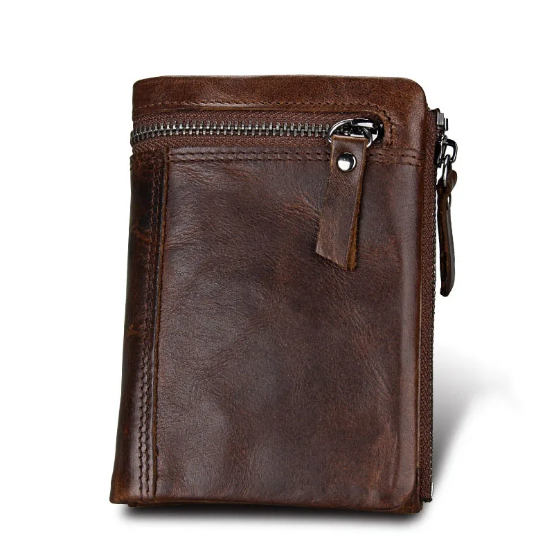 

Genuine Cowhide Leather Men Wallet Short Coin Purse Small Vintage Wallet Brand High Quality Designer New RFID Card Holder Wallet