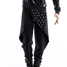 Новое поступление сценический костюм dj rock Мужские штаны мужские модные хип-хоп Индивидуальные Заклепки ласточкин хвост шаровары