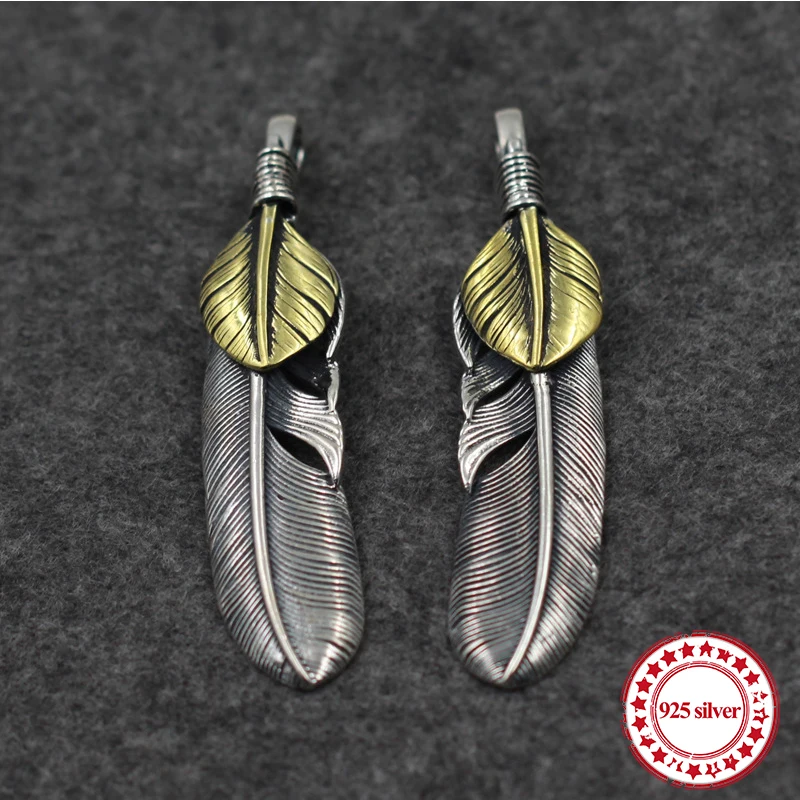 s925 sterling silver pendant jewelry personalized classic feather bird gold-plated tag styling couple indian style to send gift | Украшения