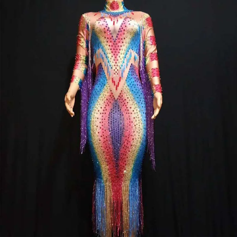 

2019 Sexy Dress Women Pearls Shiny Rhinestone Jumpsuit Celebrate Outfit Evening Dance Female DJ DS Singer Dance Bodysuit