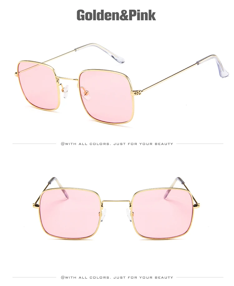 Новые солнцезащитные очки с квадратными линзами с модные женские туфли солнцезащитные очки Винтаж простой ретро Брендовая Дизайнерская обувь Цвет, зеркальные линзы, солнцезащитные очки в металлической оправе