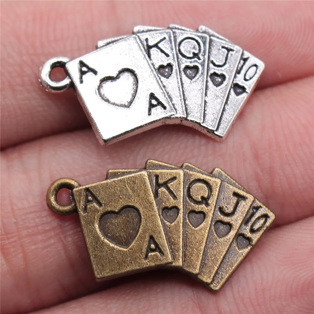 

WYSIWYG 10pcs 24*13mm vintage antique silver color Poker charms