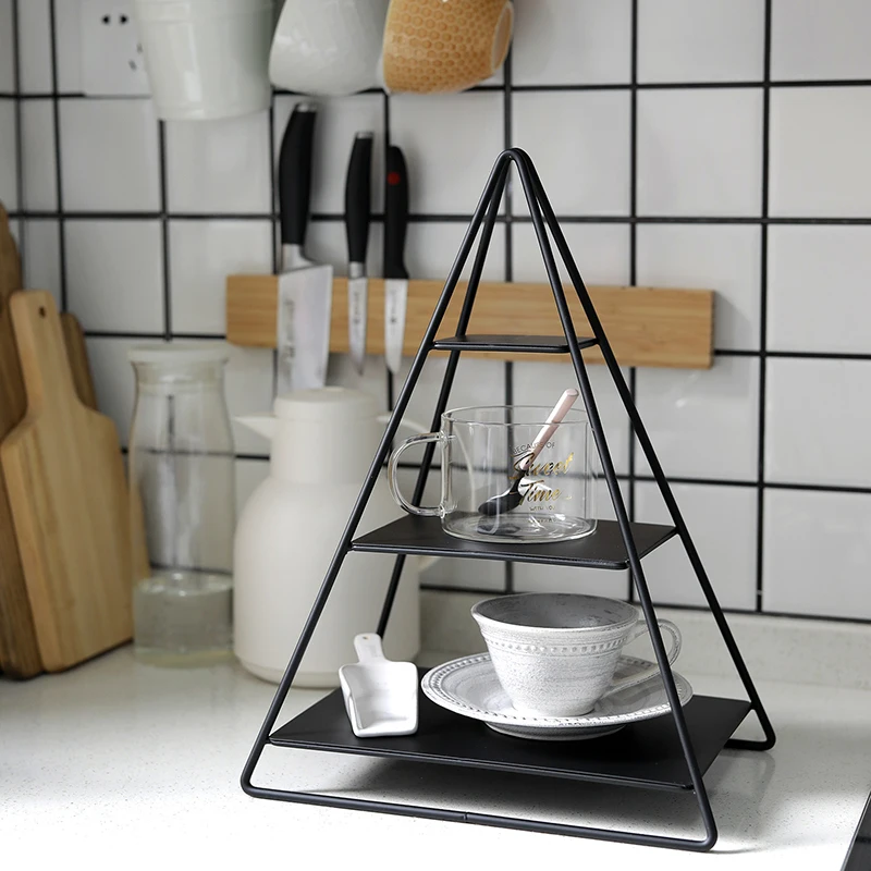 SWEETGO 3 layers storage racks cake stand Iron tower home decoration tools table perfume holders black white | Дом и сад