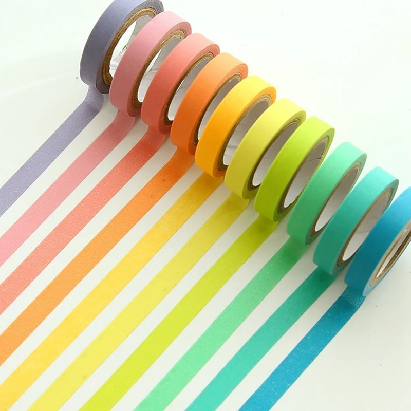 

Decorative Washi Tape DIY Rainbow Sticker Masking Paper Set 10 Rolls