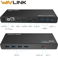 WAVLINK Универсальный ультра 5 К док-станции USB-C двойной дисплей USB3.0 видео и аудио выход Поддержка HDMI/DISPLAYPORT GIGABIT для MAC