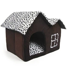 TFBC-Habitación de Lujo de Gama Alta de Doble Casa de Mascotas Perro Marrón 55x40x42 cm
