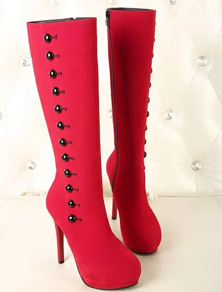 

Size 4~8 Red Women Boots Top Style Zipper Winter Women Shoes Boots botas mujer