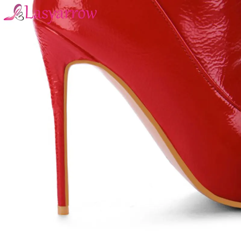 Women's Thigh High Stiletto Boots Sexy Over the Knee Boots Red Black Patent Leather Long RM112