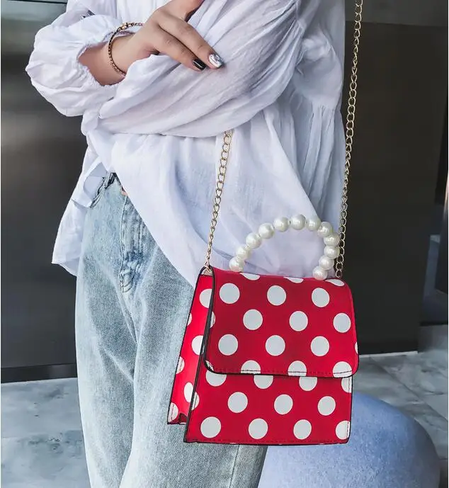 Женская сумка в горошек, винтажная Женская сумочка с перламутровыми ручками, вечерняя сумка, женская сумка на плечо, повседневная женская сумка через плечо