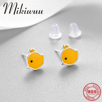 

Real 925 Sterling Silver Enamel Little yellow chicken animal small Stud Earring For Women Fashion Jewelry Handmade Gift