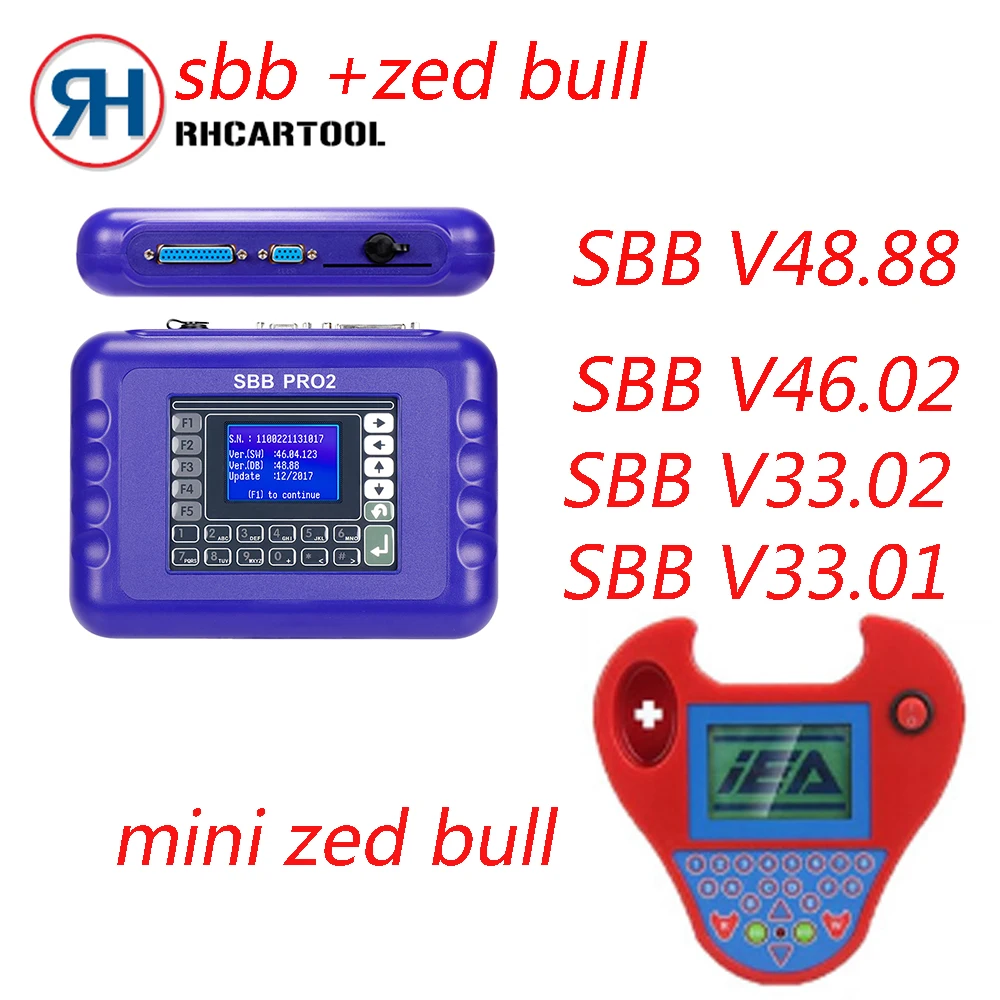

OBD2 Auto Key Maker MINI Zed Bull Zed-Bull Smart Silca SBB PRO2 V48.88 V46.02 OR V33.02 Auto Transponder No Tokens Limited