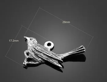 

100pcs Antique Silver Carduelis Spinus Charms Pendants -DIY Findings Necklace Bracelet Metal Fashion Accessories 29mm X 17.2mm