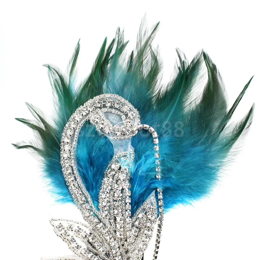 Vintage 1920s Feather Headband Wedding Bridal Headpiece Flapper Fancy Dress