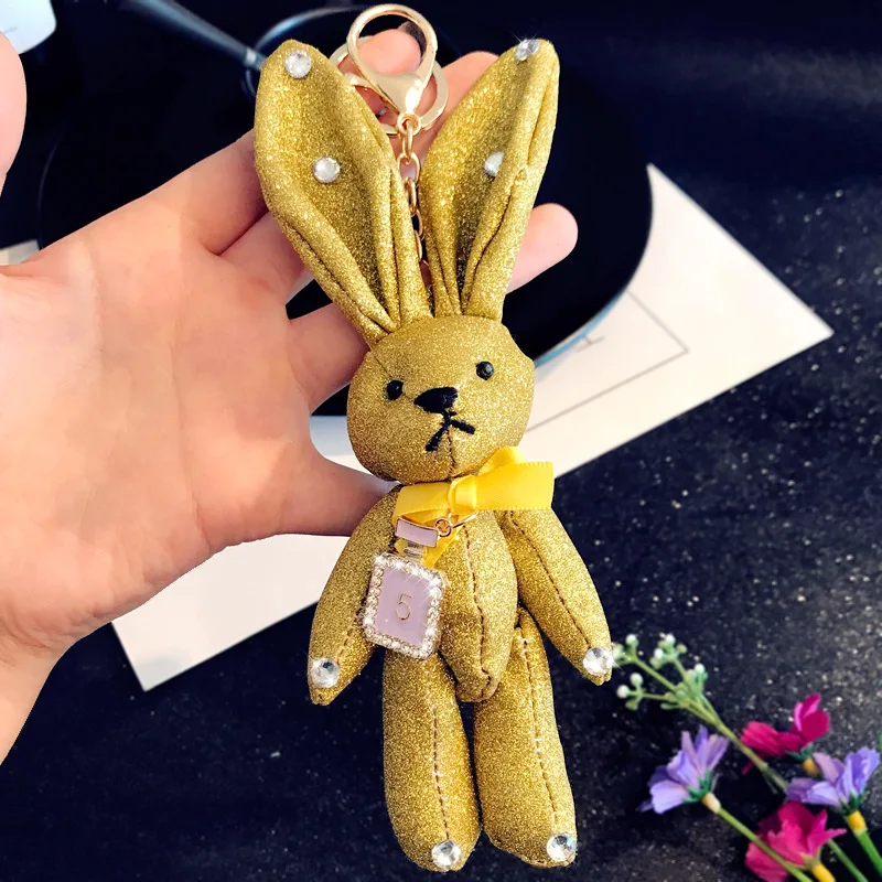 Cute Rabbit KeyChain Animal Doll KiKi Bunny Key Ring Holder for Women