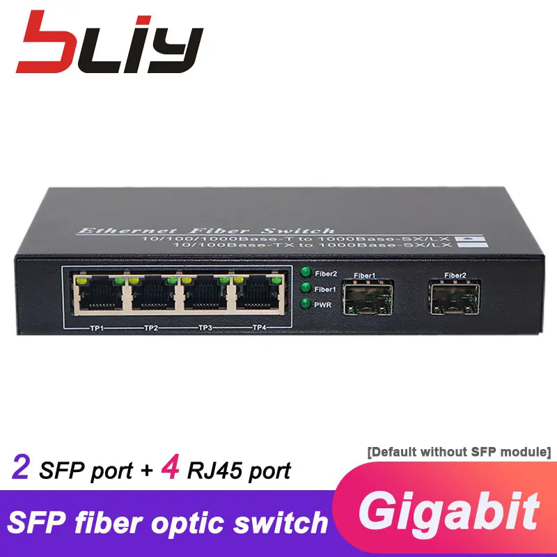 2 слота sfp волоконно-оптический гигабитный коммутатор sfp к 4 портам rj45 UTP ethernet медиаконвертер SC одиночный режим FTTH GPON терминал