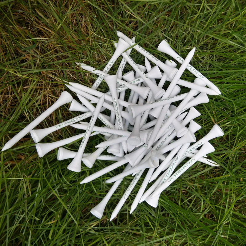  100pcs 70MM White Wooden golf Ball Tees Printing Golf Tee New Clearance Sale