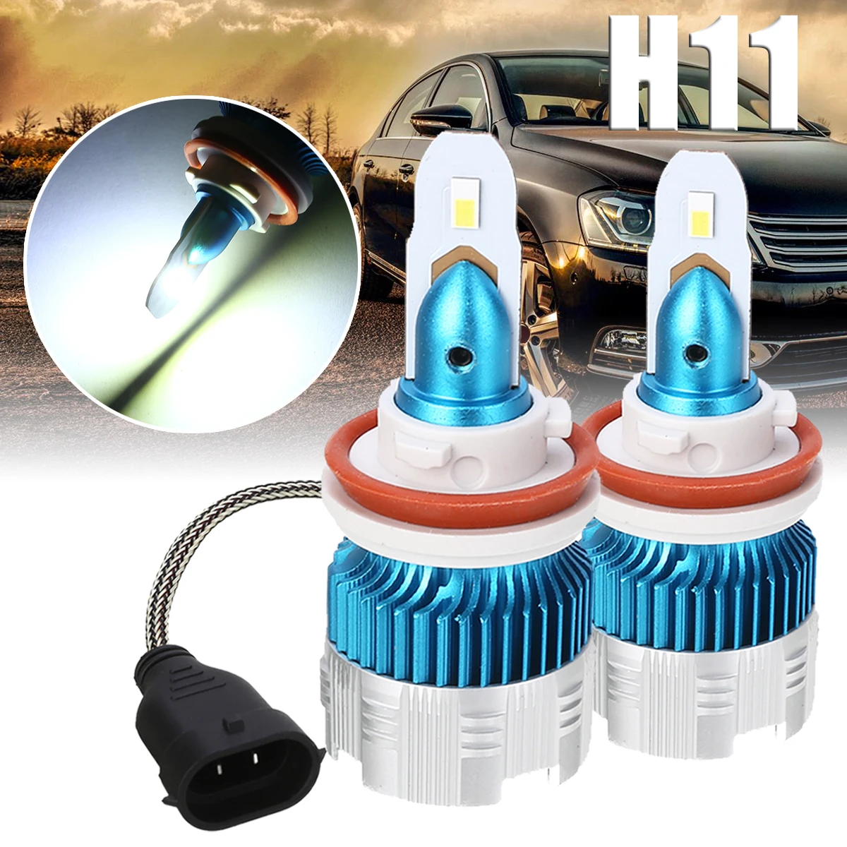 

Auto Headlight Bulbs 1 Pair H11 60W LED Head Lamp Bulb 6500K Waterproof Mini Car Lighting Headlamp Sources
